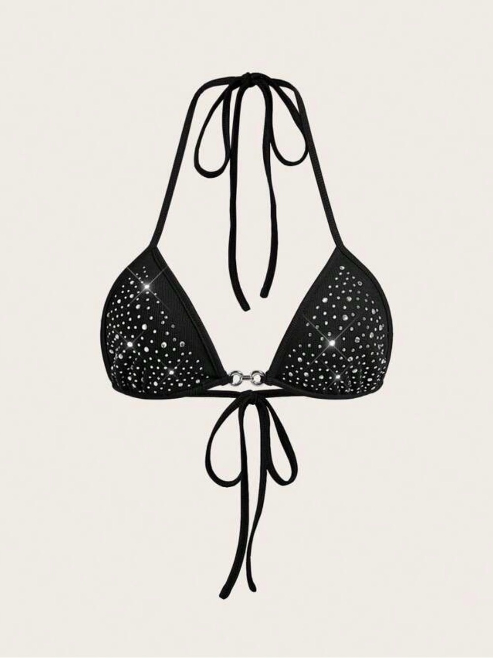 3/$20! Small Black Crystal Triangle Bikini Top Women Swimsuit top Rhinestones
